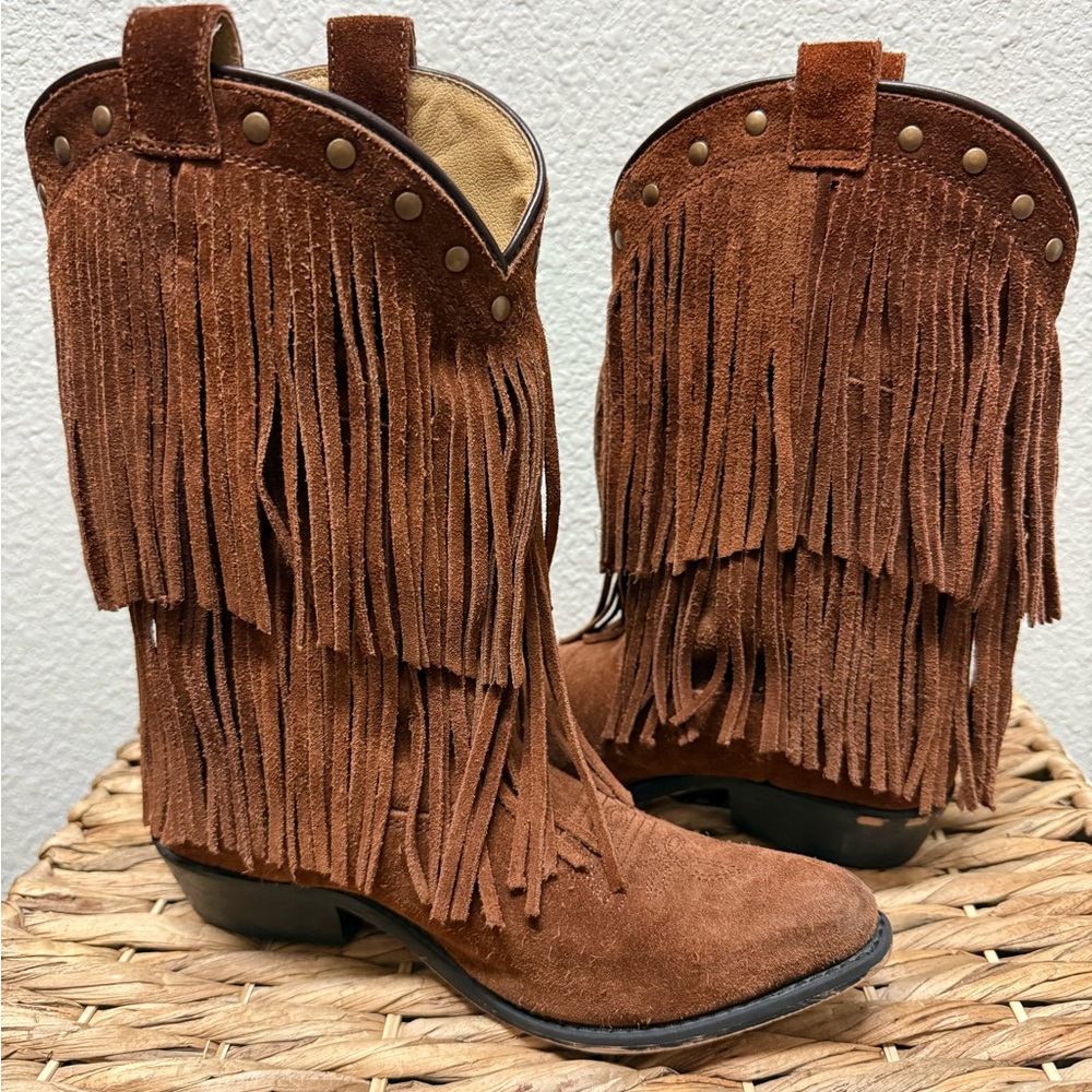 girls suede western boots (size 4)
